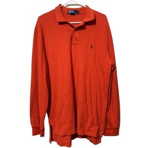 Ralph Lauren Long Sleeve Shirt Adult Men's Size Large Pullover Orange Polo